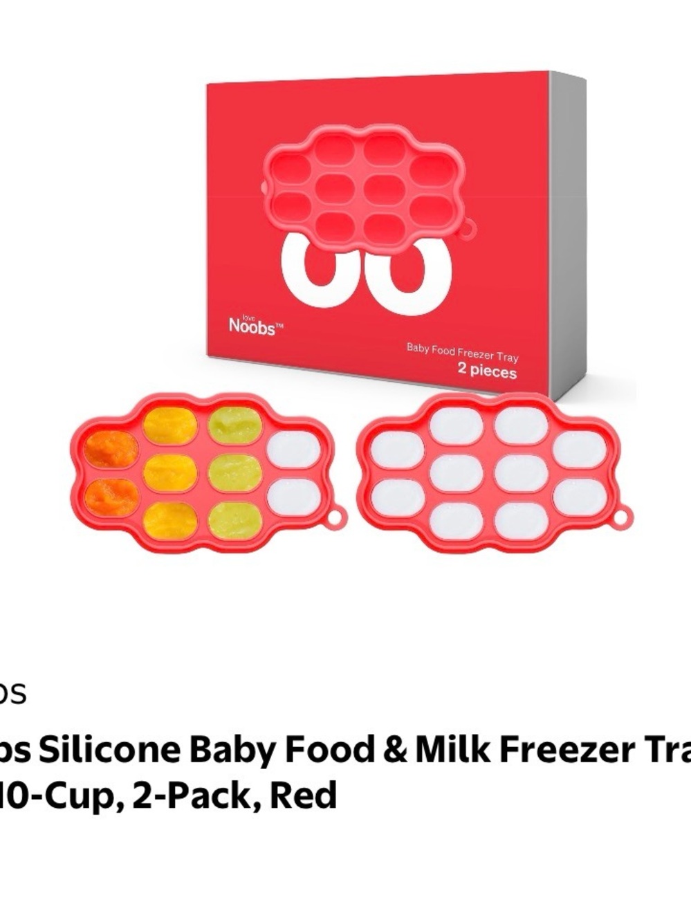 Red Silicone Baby Food Freezer Tray - 2-Pack